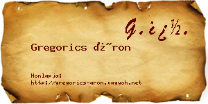 Gregorics Áron névjegykártya